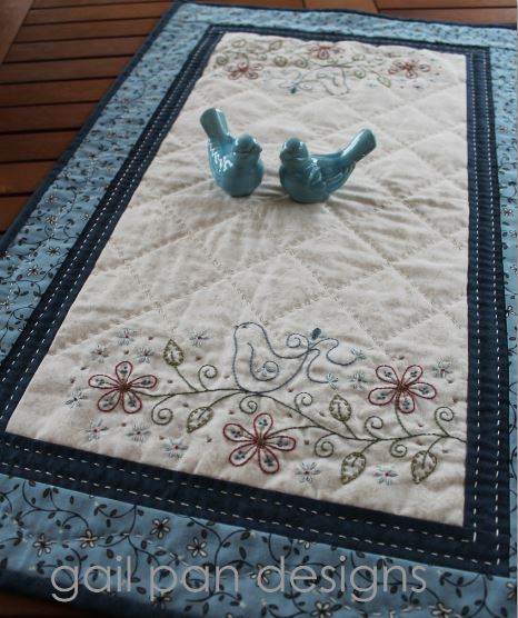 Little Bluebird – by Gail Pan Designs -Table Runner Pattern