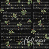 Cardinal Carols Q7628 Music Black 100% Cotton Fabric WOF 110cm- 112cm