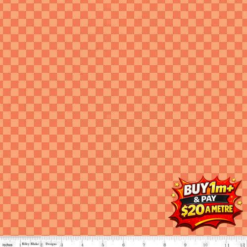 HEY PUMPKIN CHECKS ORANGE - C16036 - ORANGE - 100% Cotton