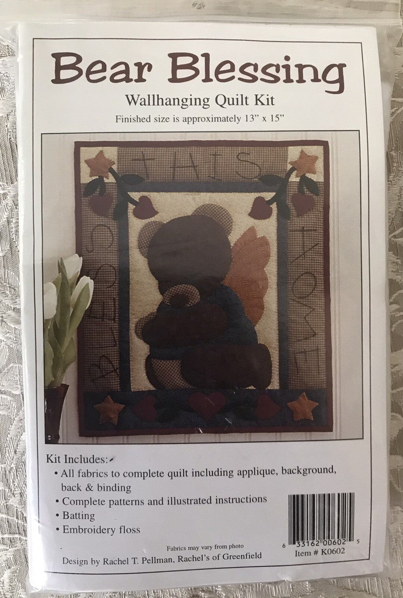 Wallhanging Quilt Kit , "Bear Blessing" 13” X 15” Rachel T. Pellman