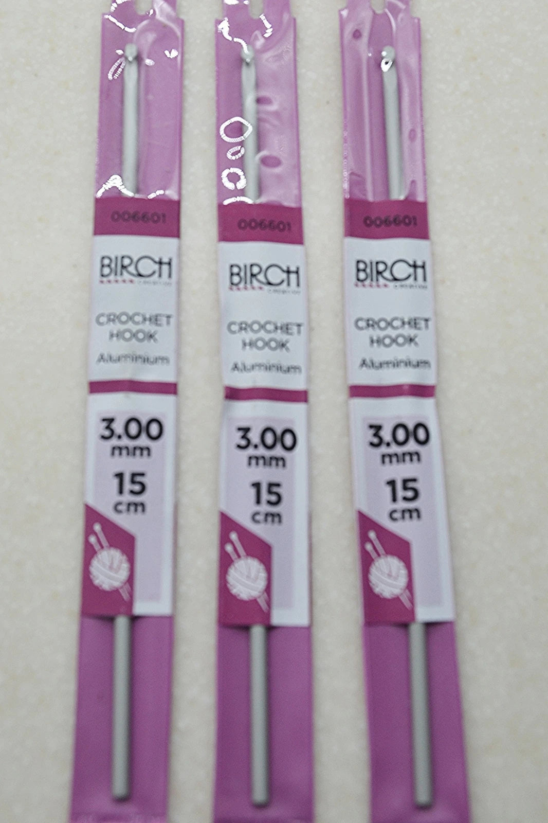 3mm BIRCH Aluminium Crochet Hook 15cm length