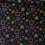 The Gallert Boxes Squares Geometric Multicolor on Black 100% Cotton Fabric WOF 110cm-112cm
