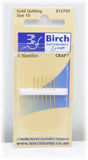 Birch Gold Quilting Needles size 10 6pk