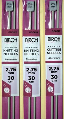 2.75mm (12 gauge) BIRCH Premium Knitting Needles 30cm