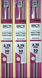 2.75mm (12 gauge) BIRCH Premium Knitting Needles 30cm