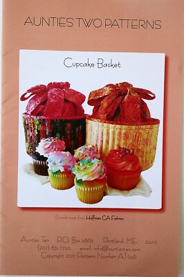 Aunties Two Patterns Cupcake Basket Table Decoration Storage Sewing Pattern