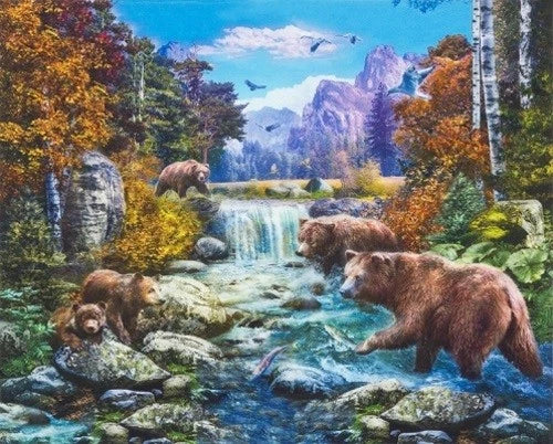 Robert Kaufman Fabrc Panel This by Jan Patrik Krasny AYKD 17573 268 Bear Scenic 36"