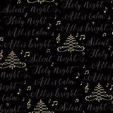 Cardinal Carols Q7631 4G Christmas Carols Black 100% Cotton Fabric WOF 110cm- 112cm