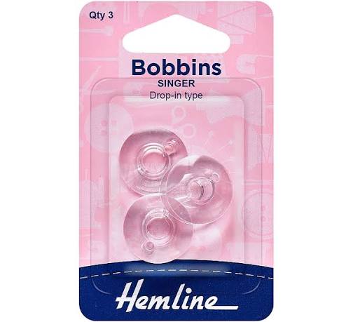 Hemline Plastic Bobbins SINGER 3pcs
