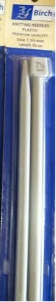 Birch 7.50mm x 30cm Knitting Needles Plastic