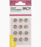 Birch 9mm Press Studs (Snap Fasteners), Silver Colour, 12 Sets