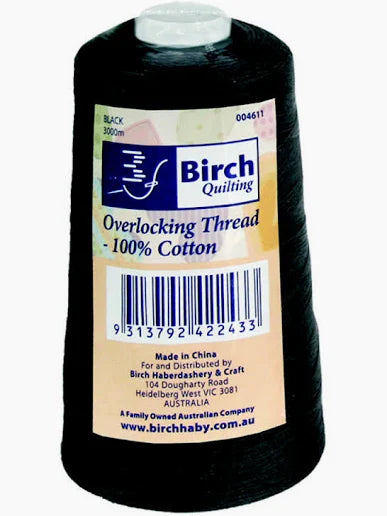 Birch 3000 Metre Cotton Overlocking Thread Black
