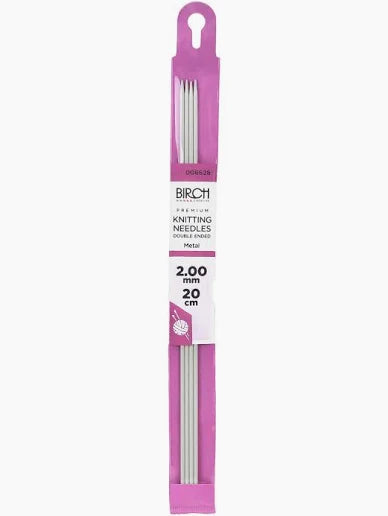 Birch 20cm (8") Premium Double Point Knitting Needles 2.00mm