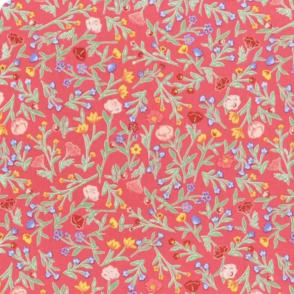 SIMPLE PLEASURES SCATTERED VINE NAVY - C16654-RASPBERRY - 100% Cotton