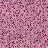 Pink fabric with a repeating cherry print pattern, featuring dark red cherries, pink stems, and green leaves, with a white ruler at the bottom edge showing measurements.