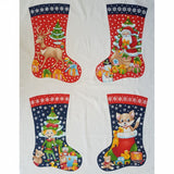 Christmas Stockings Elf Reindeer  Cotton  Fabric Panel