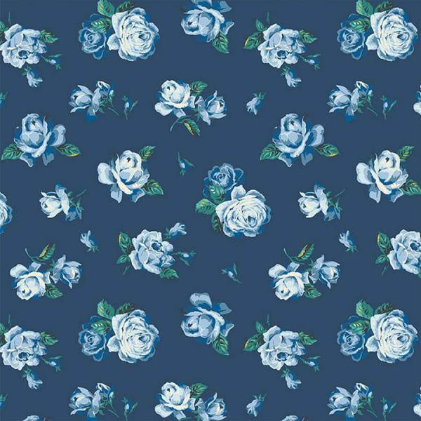 Liberty Cotton - Blue Floral on Navy