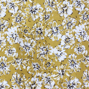 White Floral on Mustard