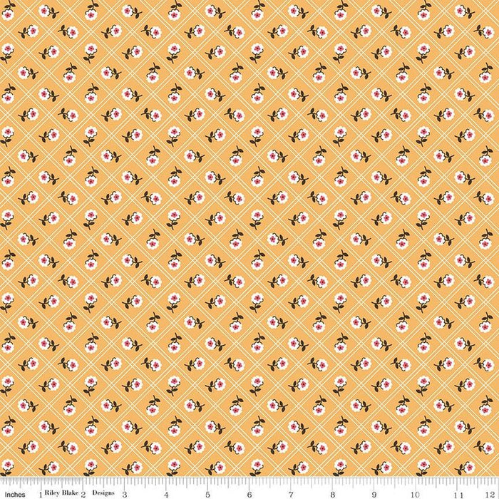 Floral Crosshatch on Yellow