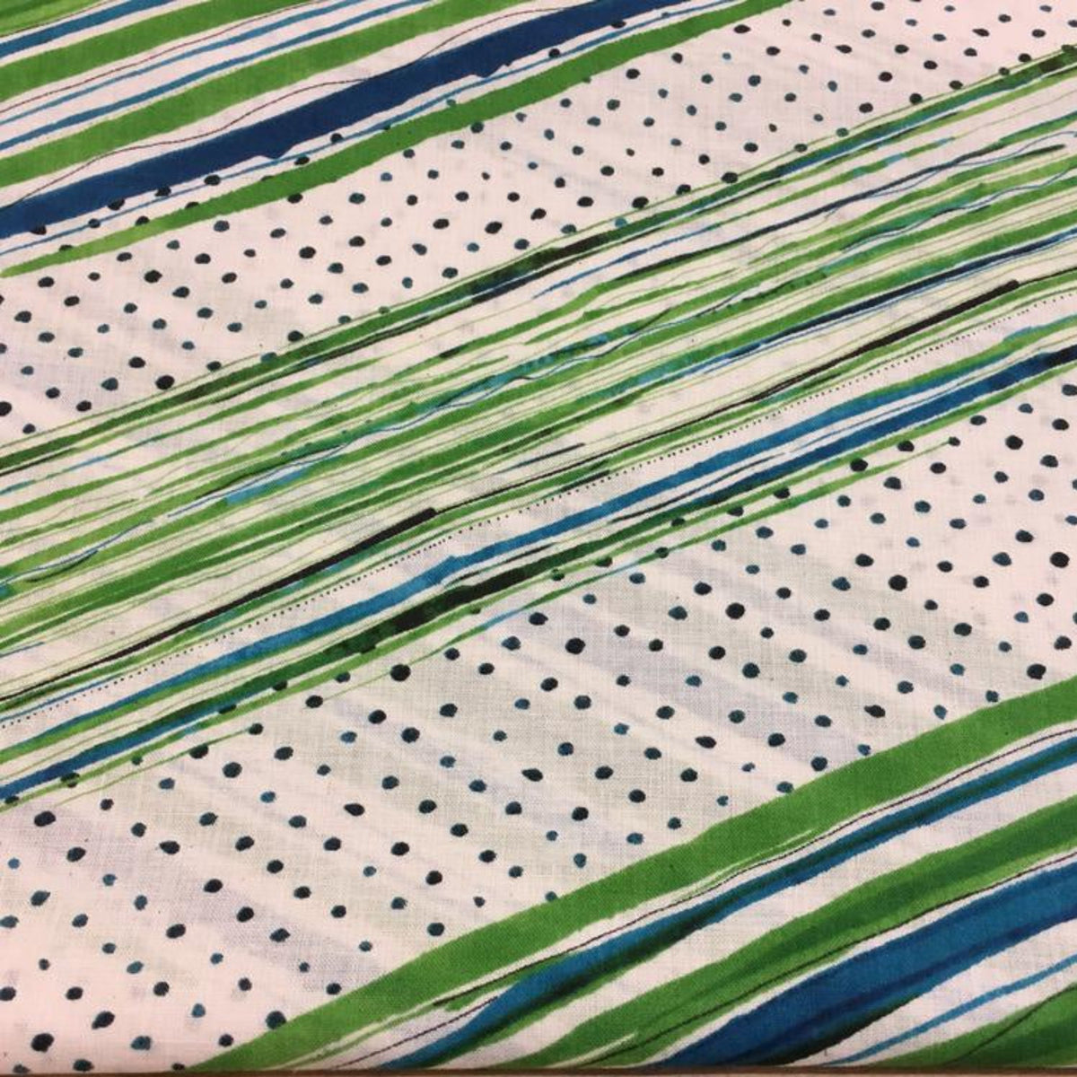 Kokka - Green and Blue Spot/Stripe