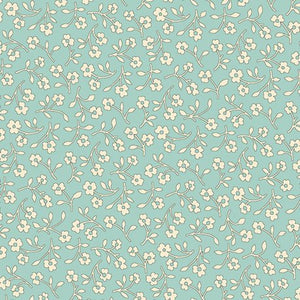 Teal with White Flower