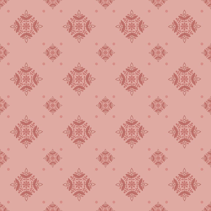 Vintage Pink Square Flower Pattern