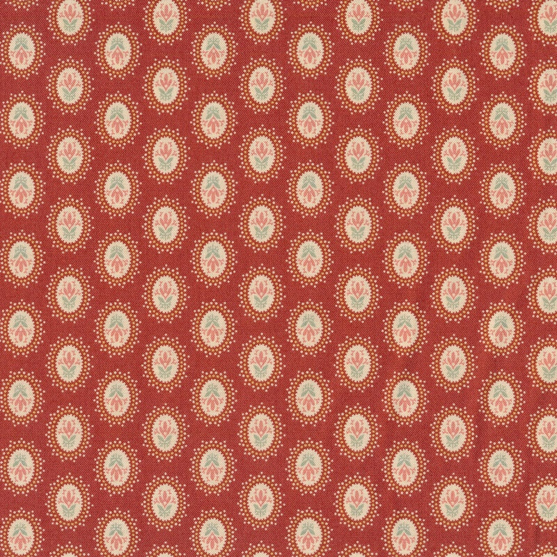 Floral in Circle in Rust