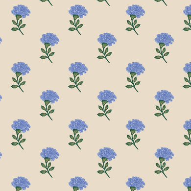 Vintage Garden Blue Flower on Cream
