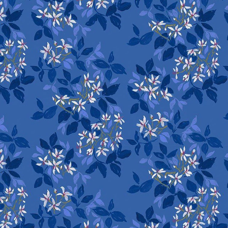 Illustrated Floral on Blue